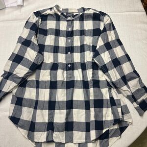 Lands' End Navy and White Plaid Shirt